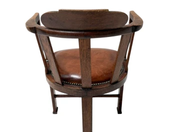 Art Deco Captain"s Chair or Armchair with Leather Seat, 1930s